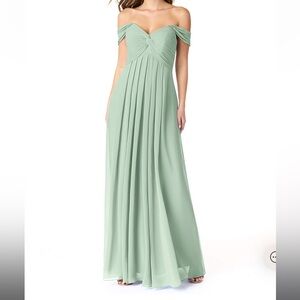 Azazie Kaitlynn Agave Empire Convertible Ruched Chiffon Dress